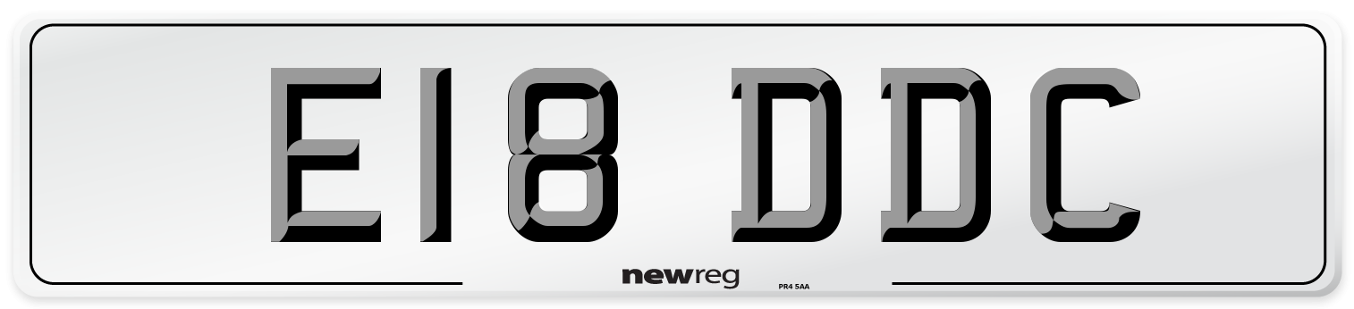 E18 DDC Number Plate from New Reg
